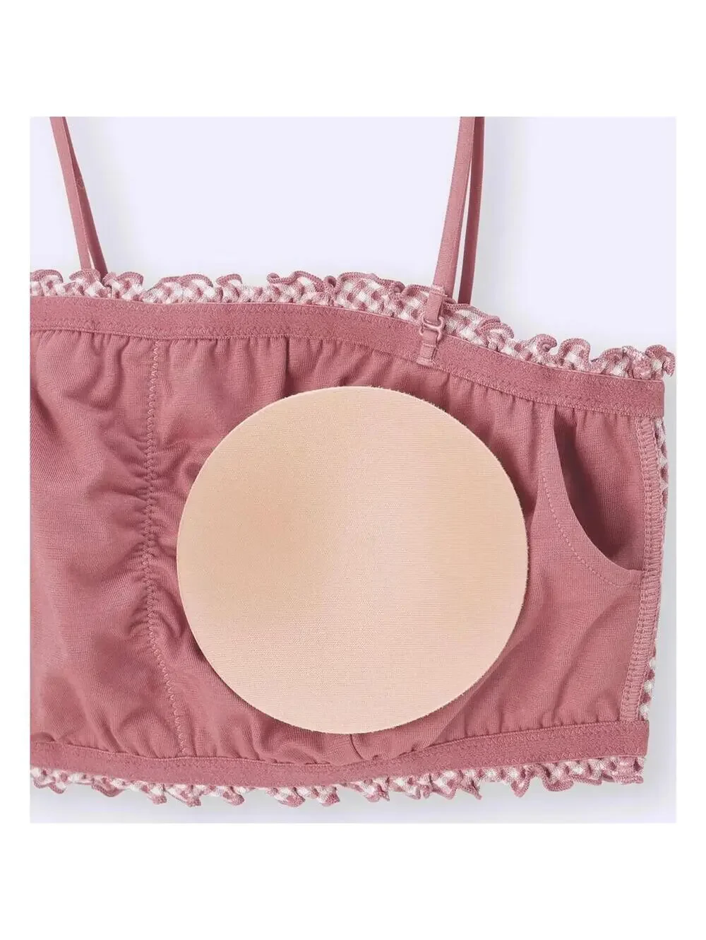Uniqlo GU Gingham Check 2Way Bandeau Pink Crop Top NWT Small